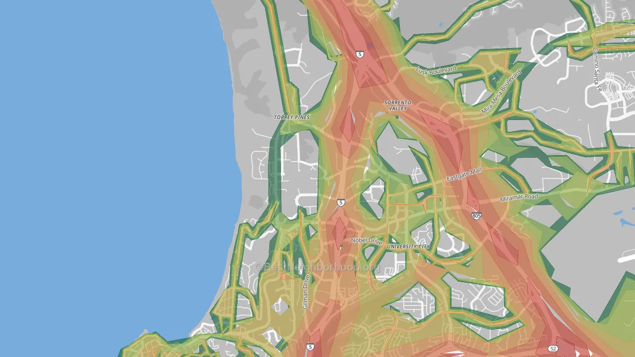 Torrey Pines, San Diego, CA Map of Noise Levels in Torrey Pines