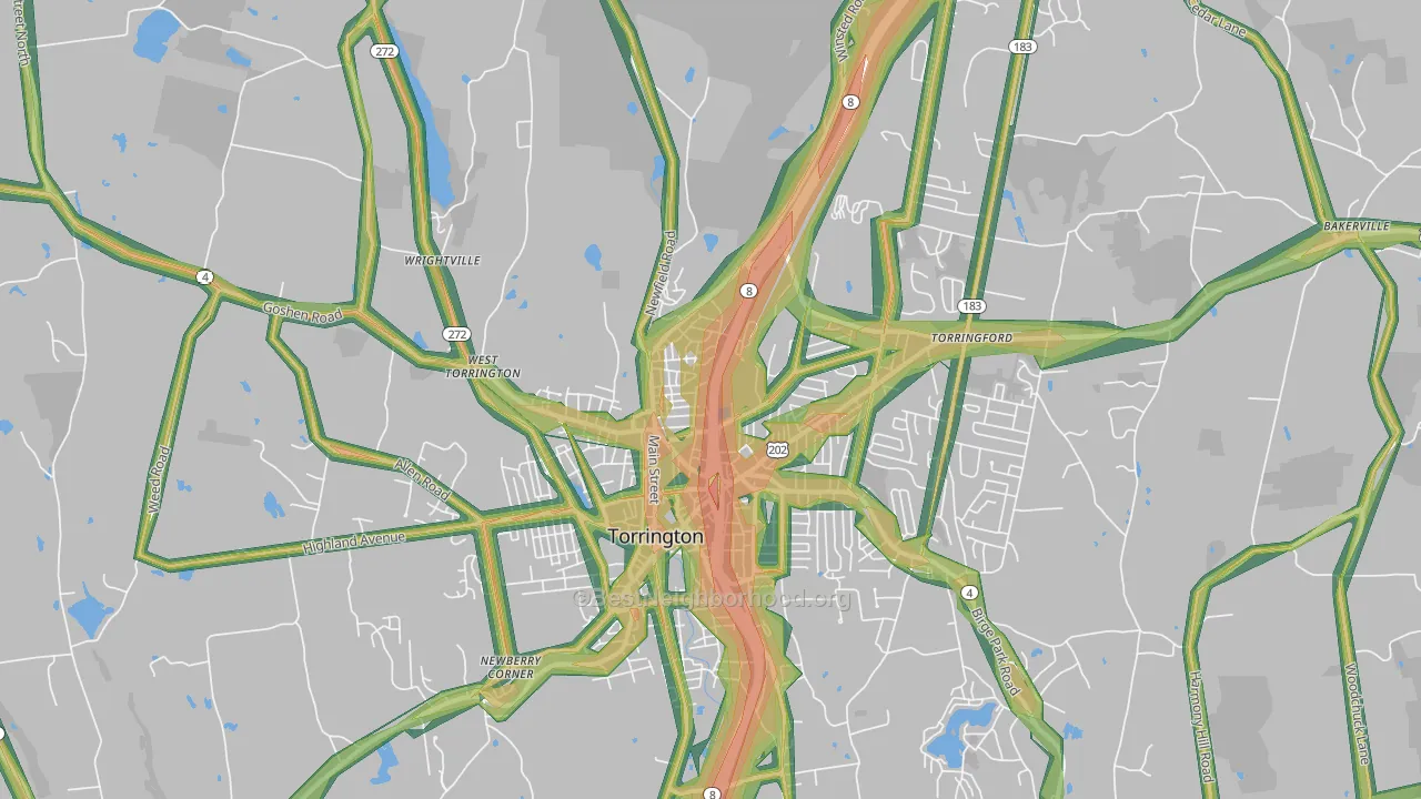 Torrington, CT Map of Noise Levels in Torrington