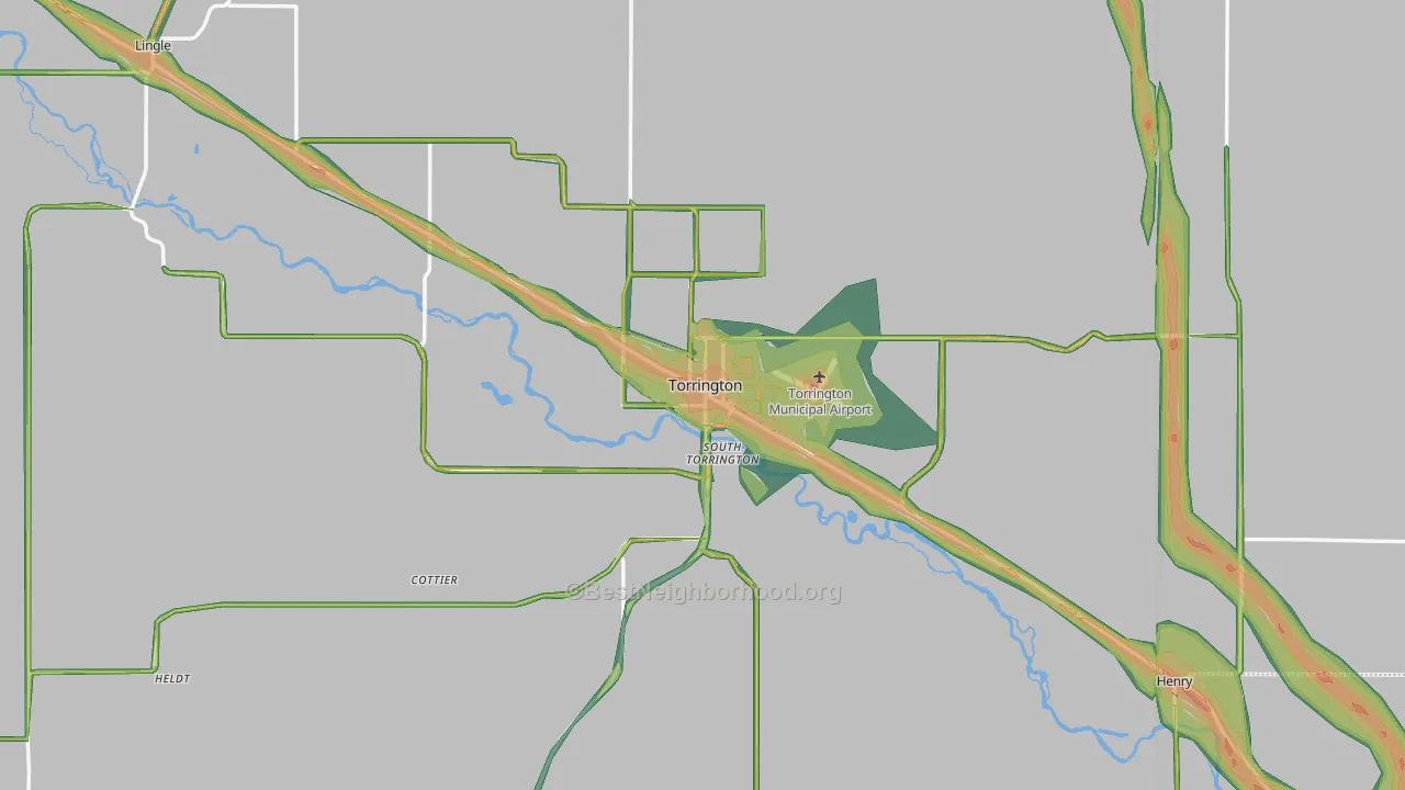 Torrington, WY Map of Noise Levels in Torrington