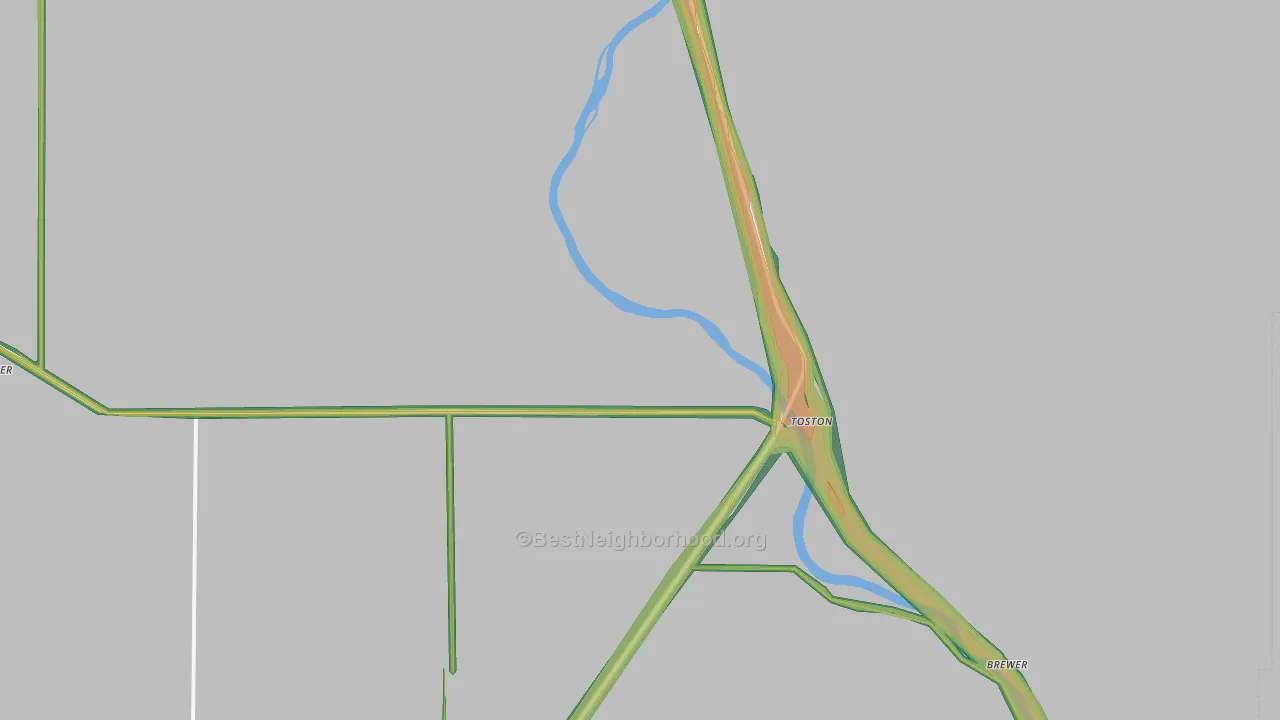 Toston, MT Map of Noise Levels in Toston