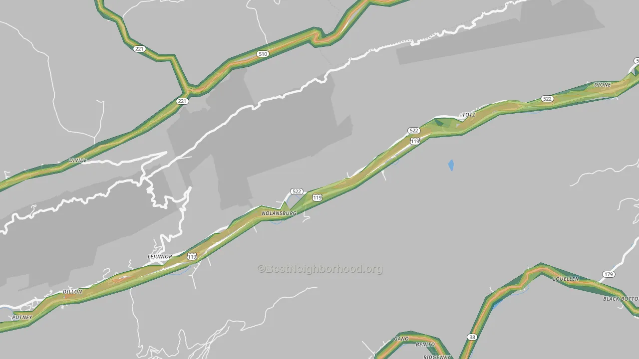 Totz, KY Map of Noise Levels in Totz