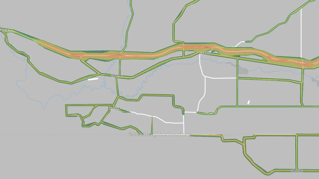 Touchet, WA Map of Noise Levels in Touchet
