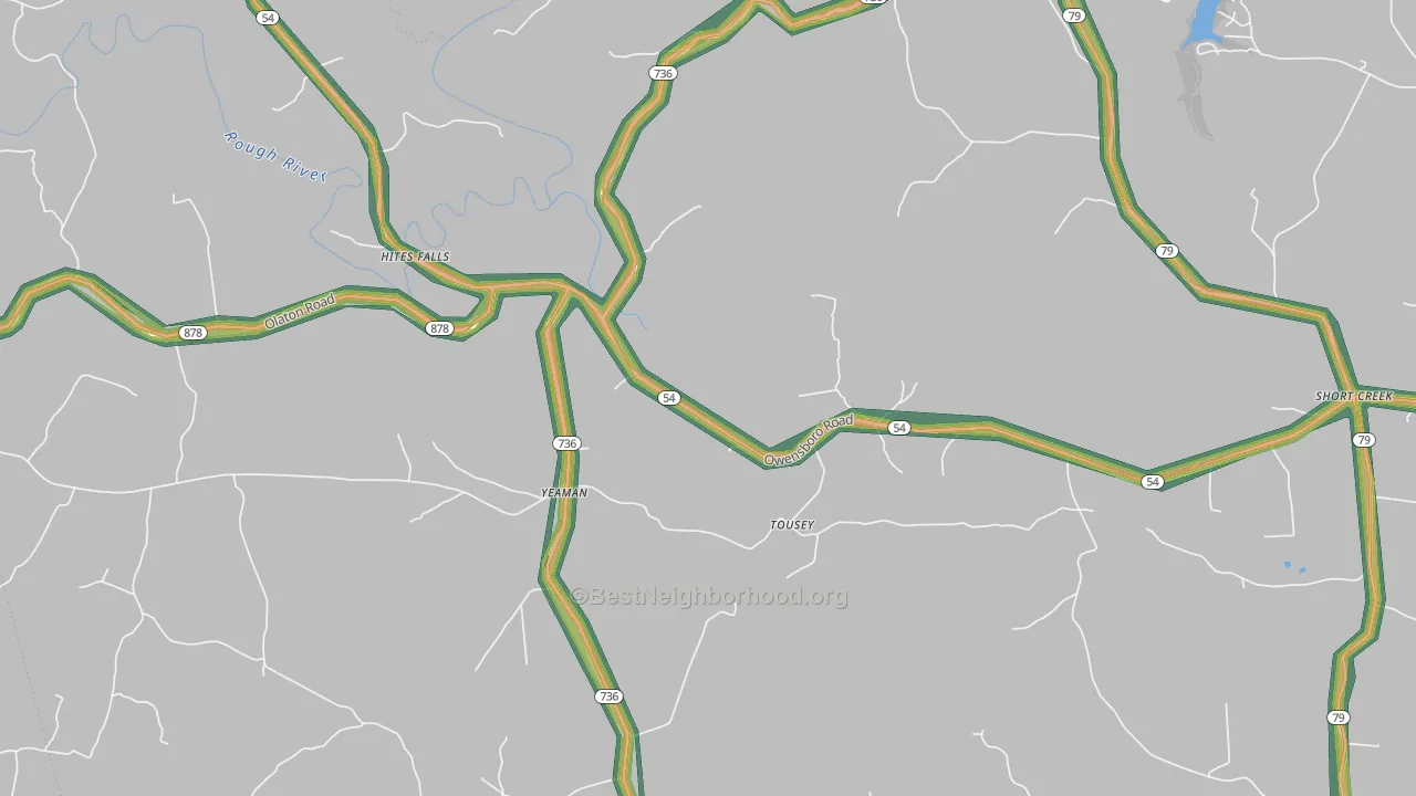 Tousey, KY Map of Noise Levels in Tousey