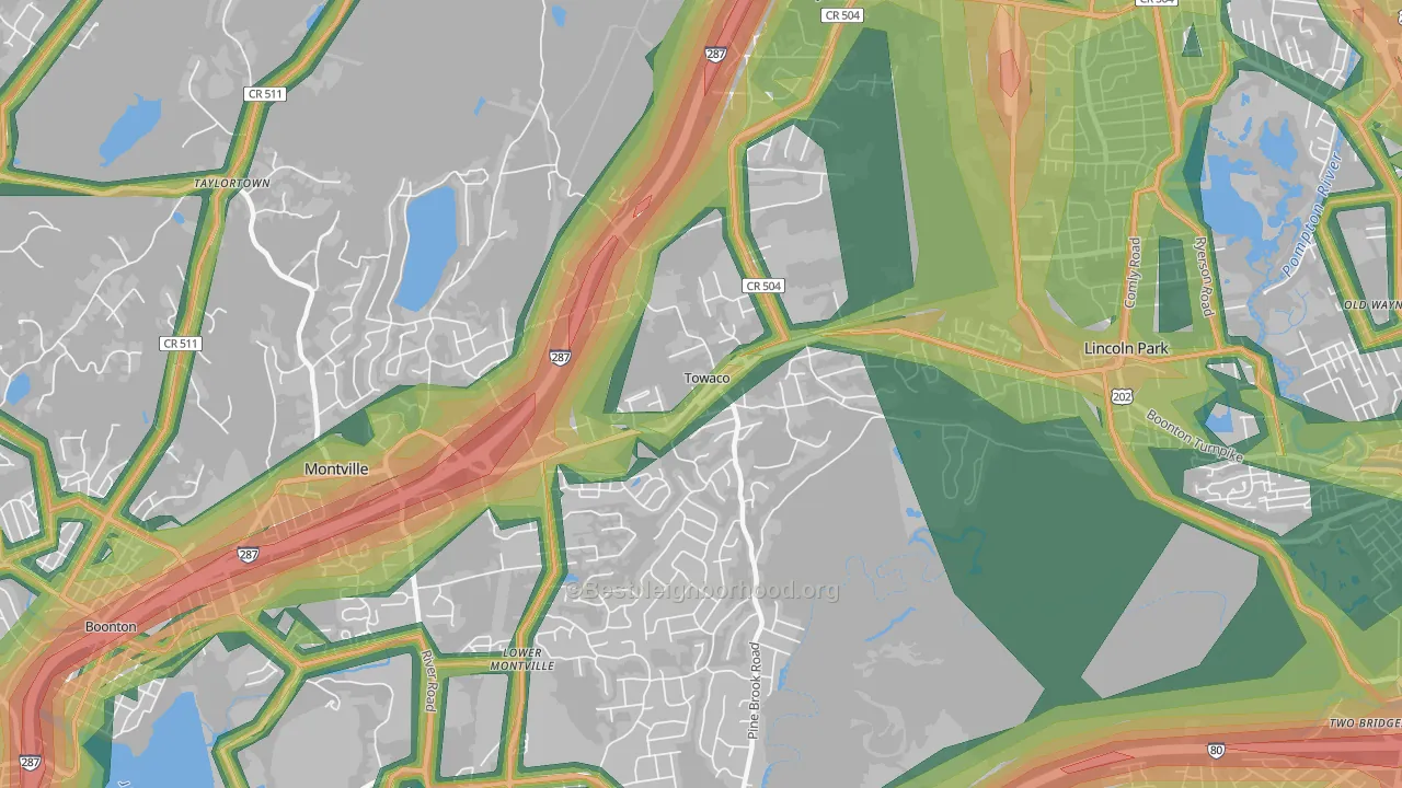 Towaco, NJ Map of Noise Levels in Towaco