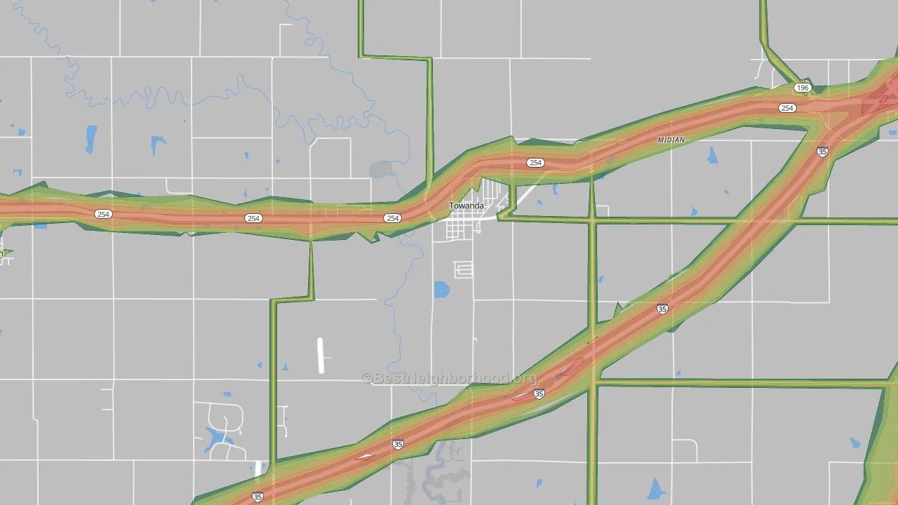 Towanda, KS Map of Noise Levels in Towanda