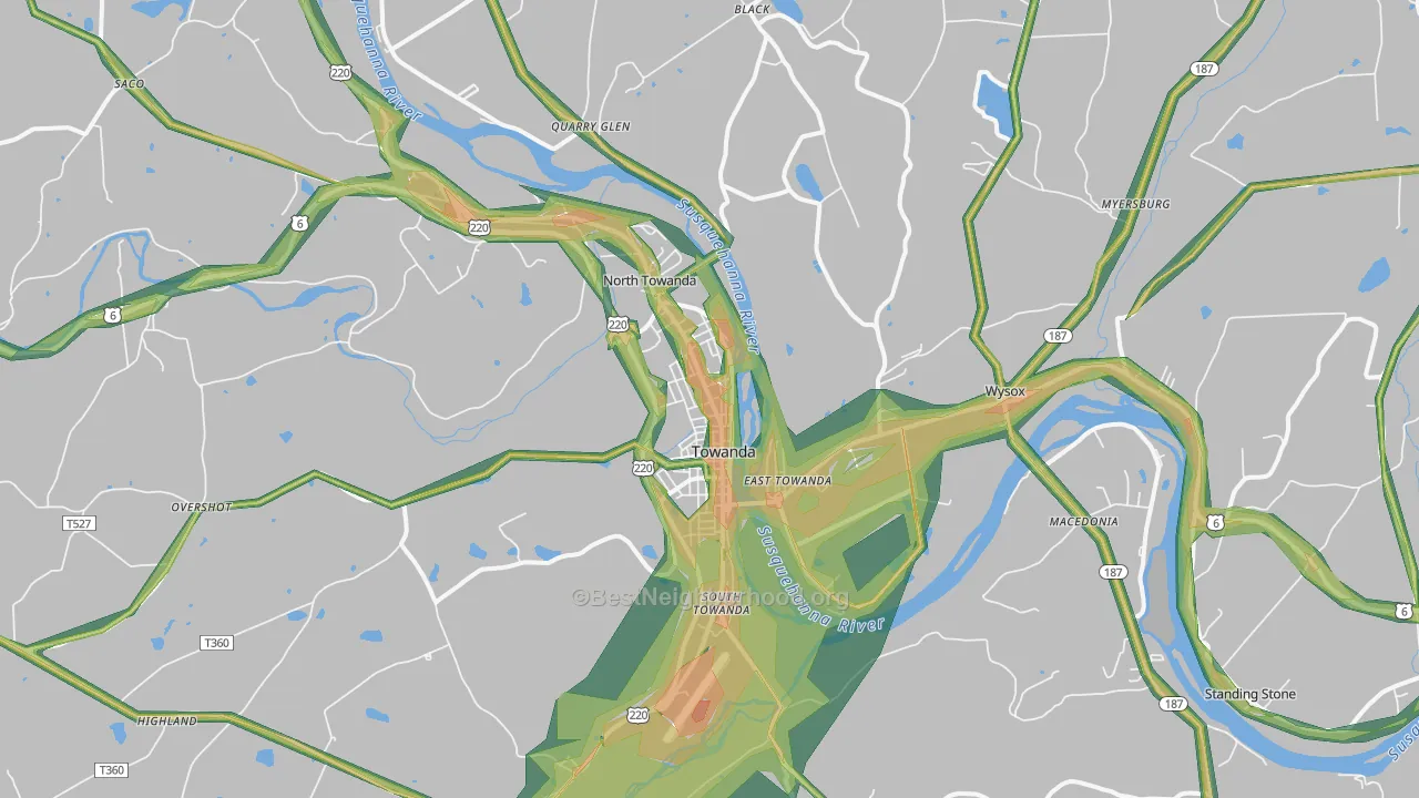 Towanda, PA Map of Noise Levels in Towanda