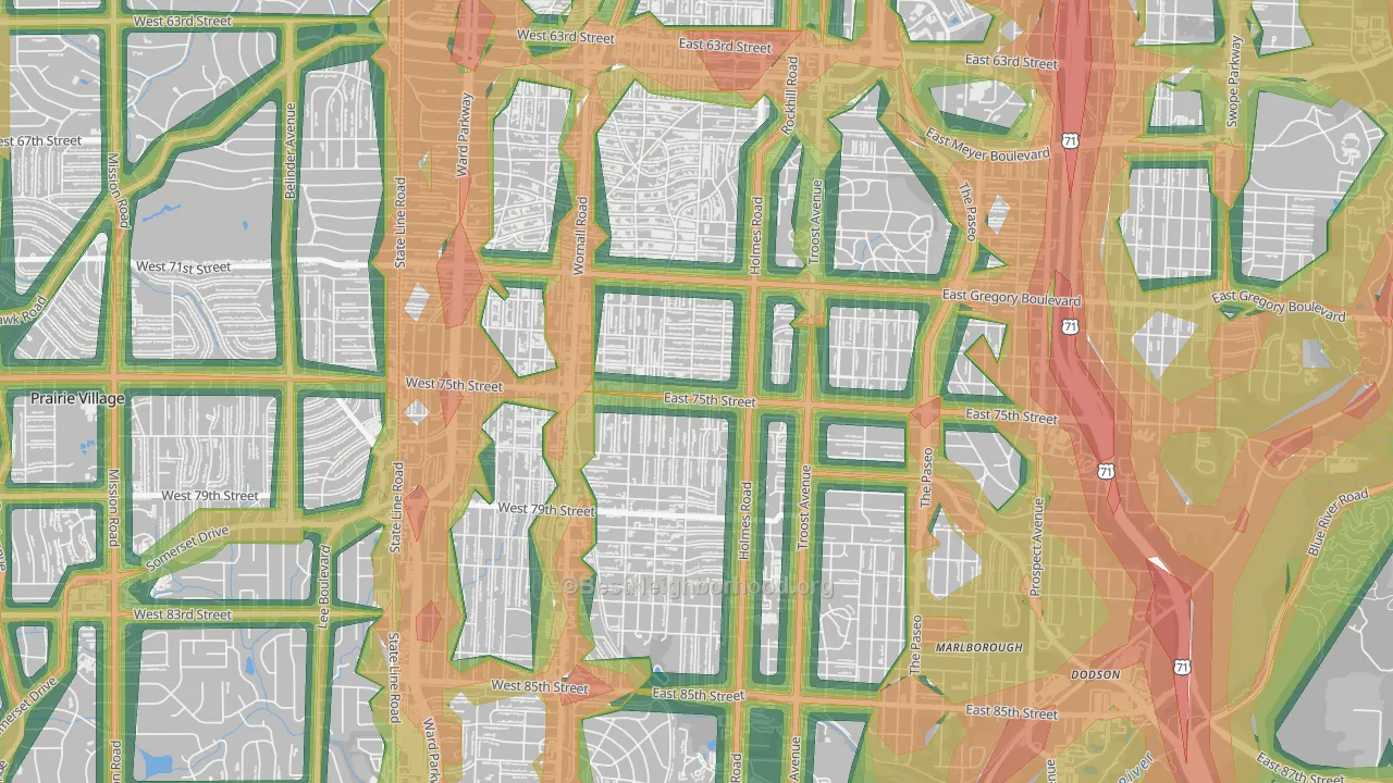 Tower Homes, Kansas City, MO Map of Noise Levels in Tower Homes