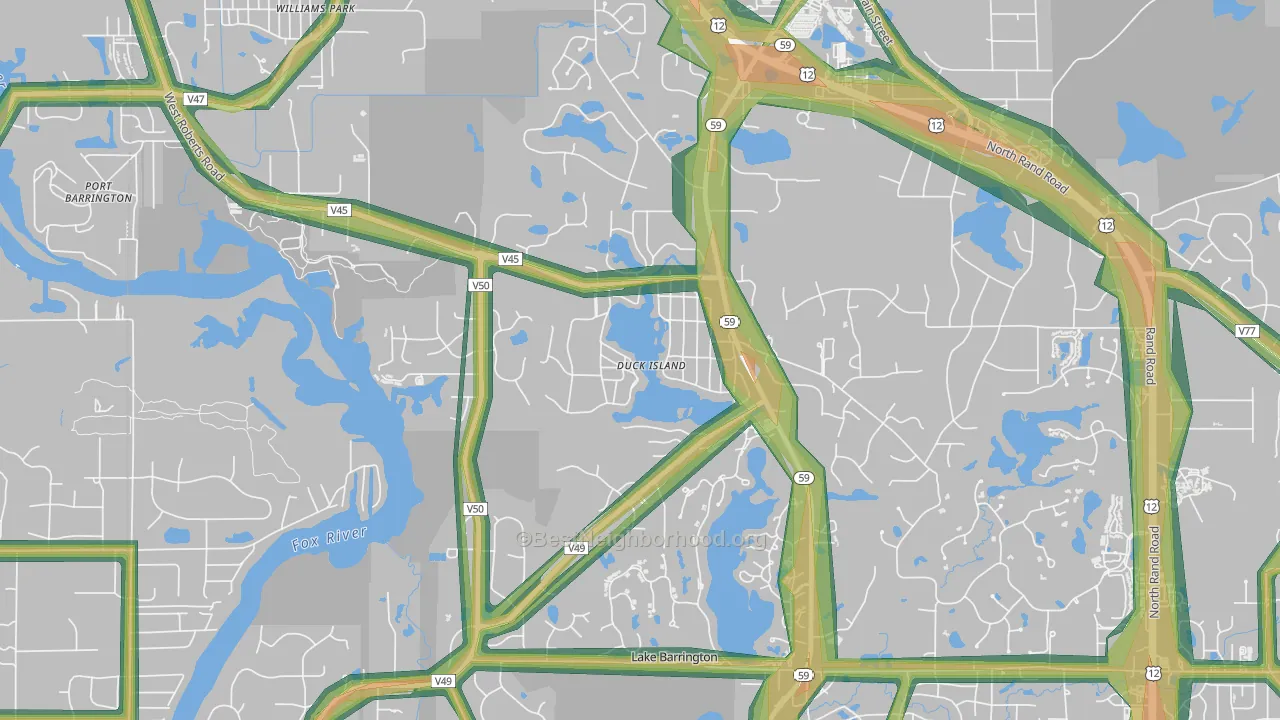 Tower Lakes, IL Map of Noise Levels in Tower Lakes