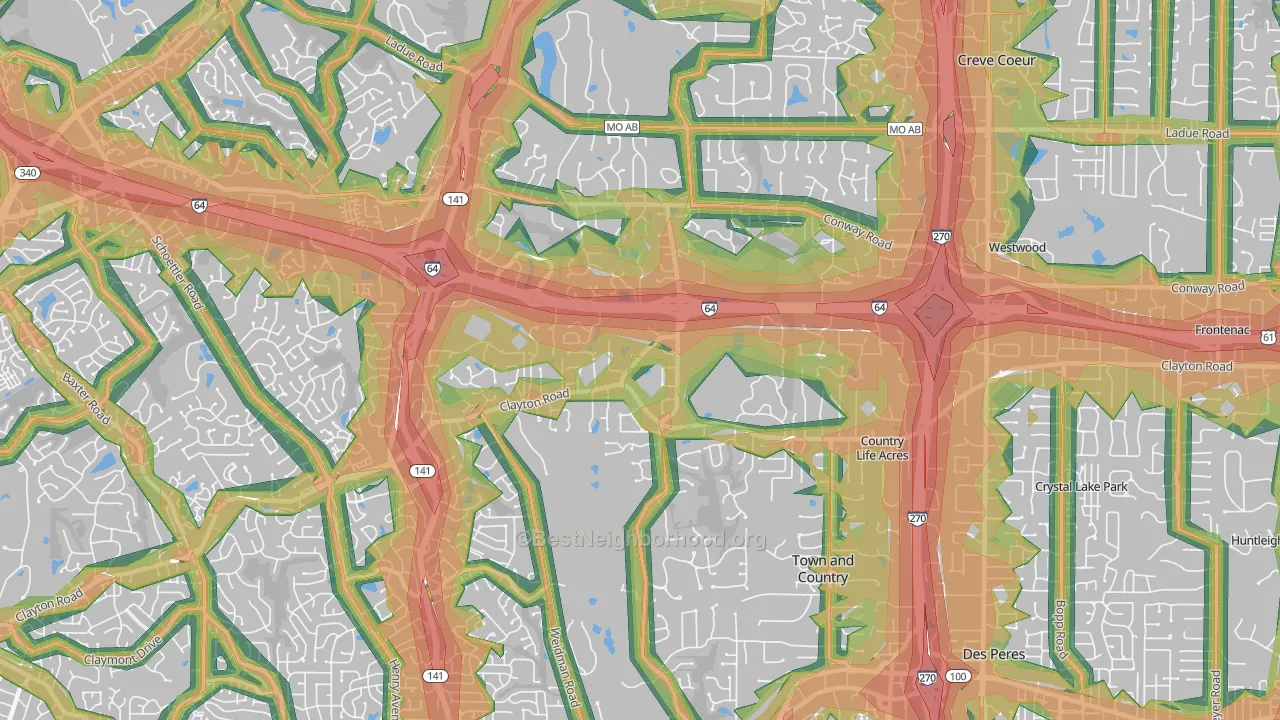 Town and Country, MO Map of Noise Levels in Town and Country