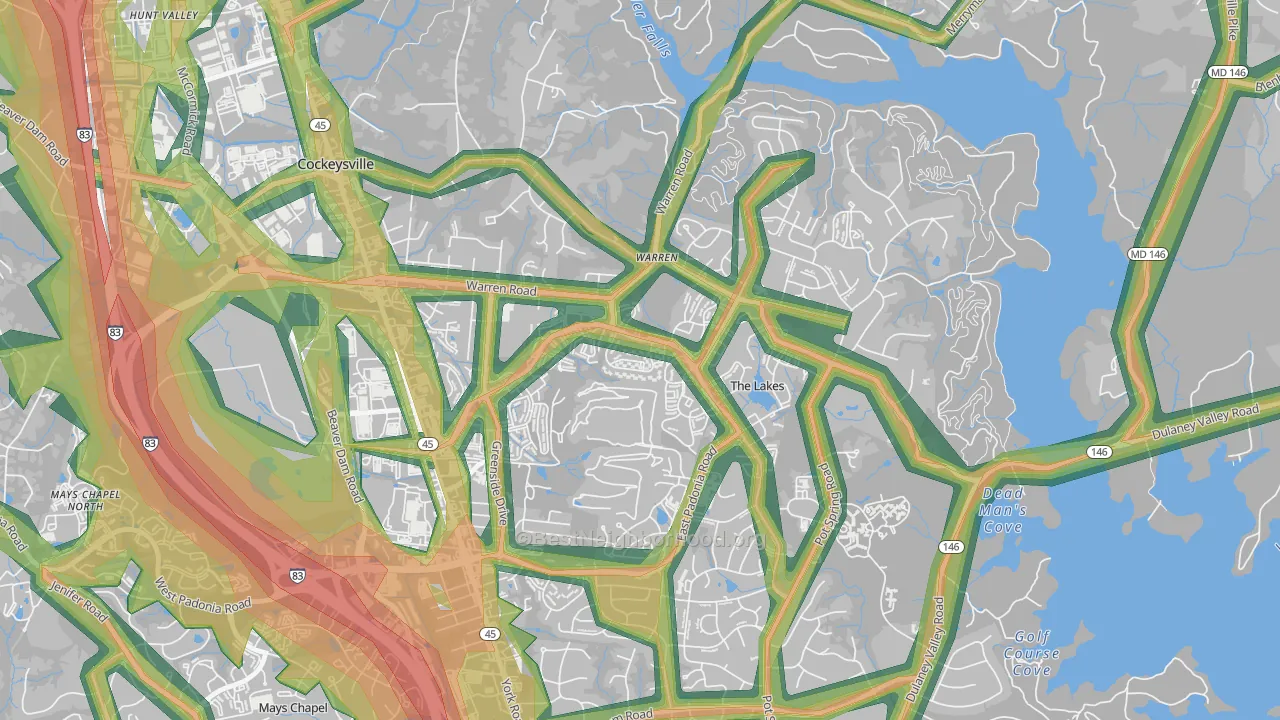 Town and Country North, Cockeysville, MD Map of Noise Levels in Town and Country North
