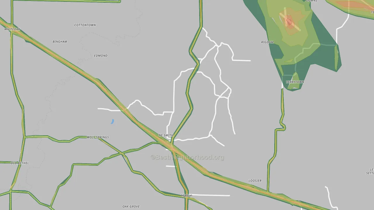 Town Creek, AL Map of Noise Levels in Town Creek