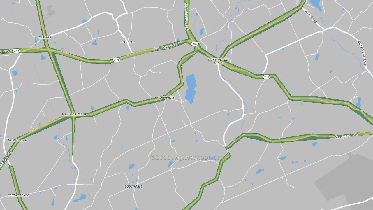 Town Hill, PA Map of Noise Levels in Town Hill