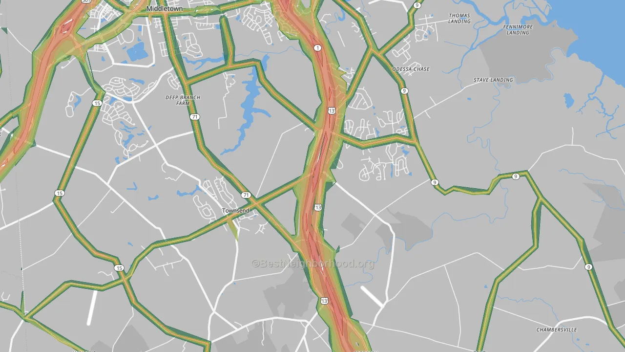 Townsend, DE Map of Noise Levels in Townsend