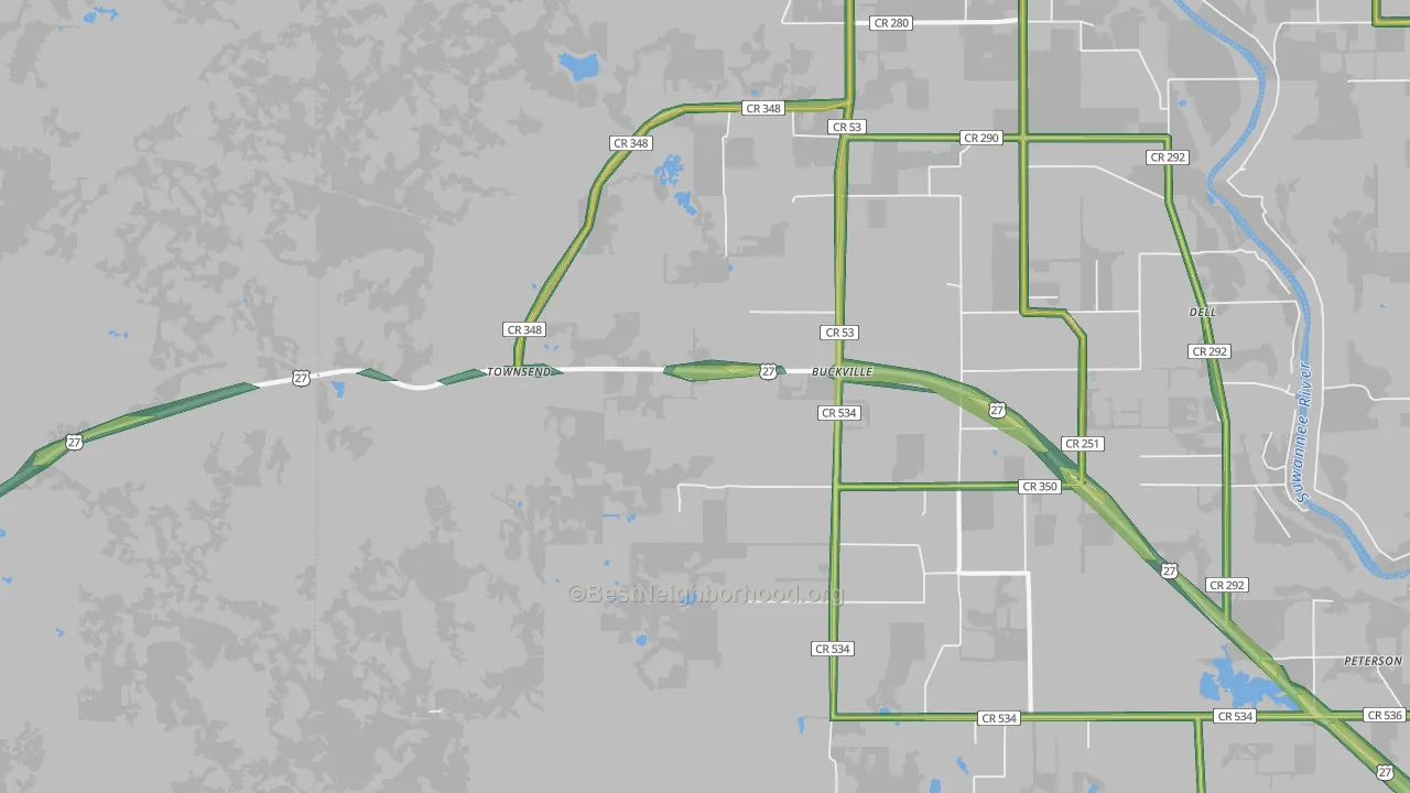 Townsend, FL Map of Noise Levels in Townsend