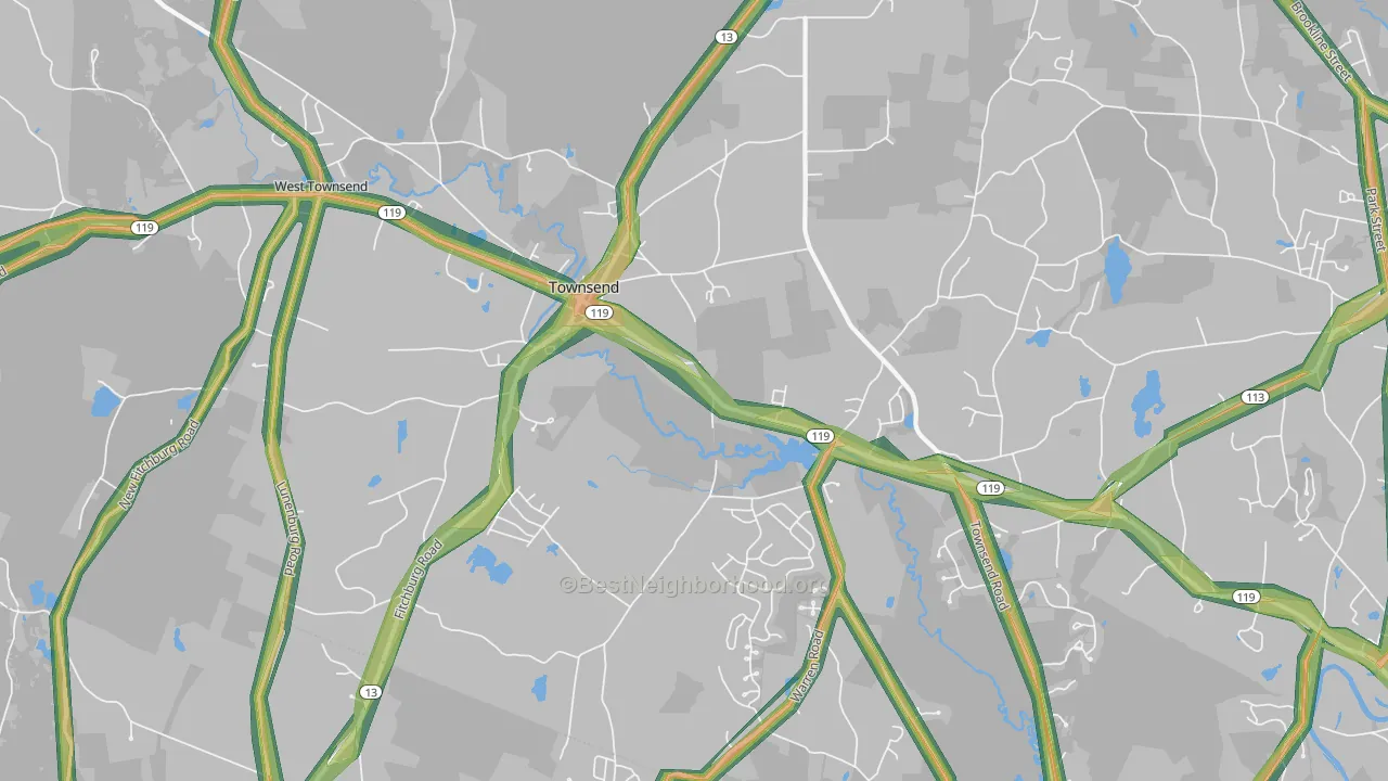 Townsend, MA Map of Noise Levels in Townsend