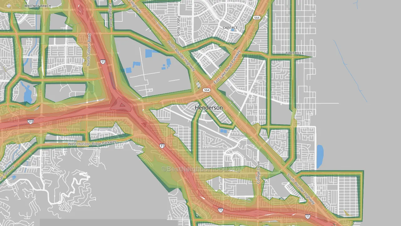 Townsite, Henderson, NV Map of Noise Levels in Townsite