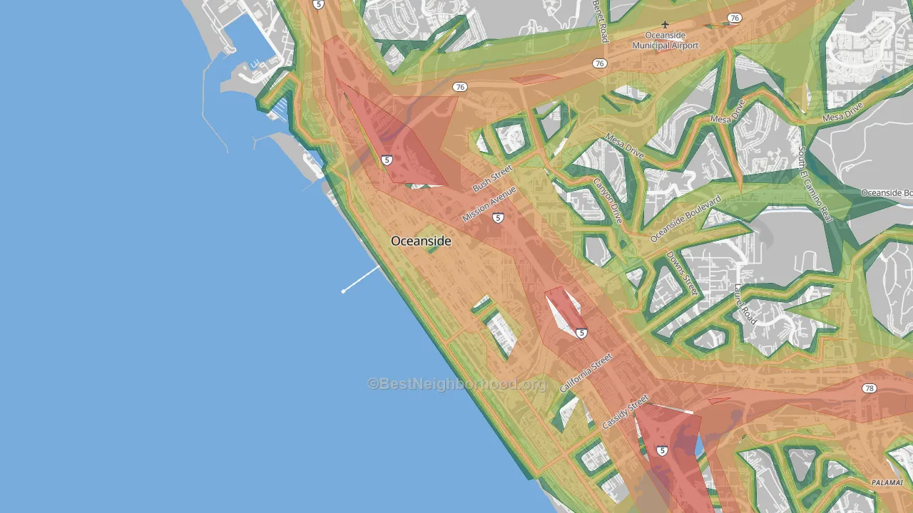 Townsite, Oceanside, CA Map of Noise Levels in Townsite