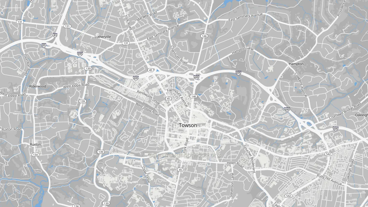 Towson Park, Towson, MD Map of Noise Levels in Towson Park