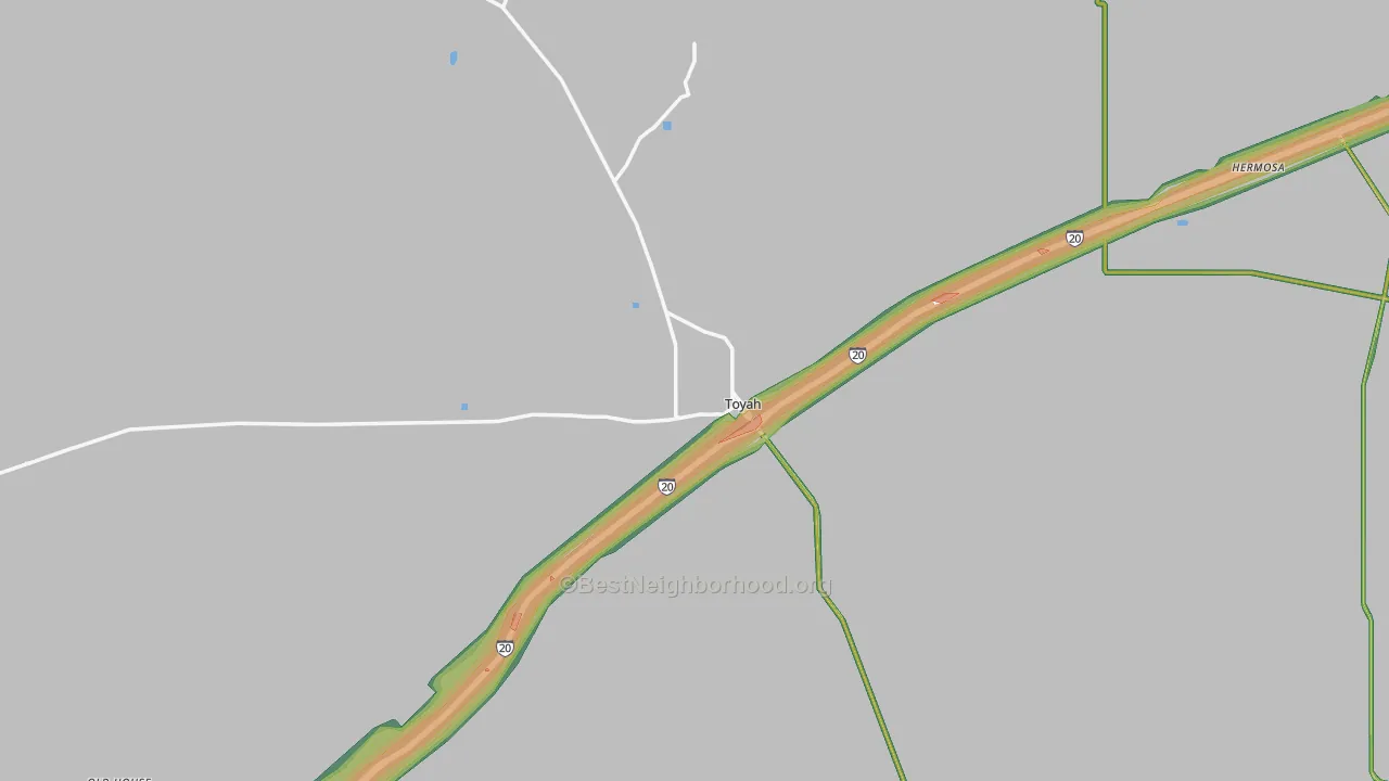 Toyah, TX Map of Noise Levels in Toyah