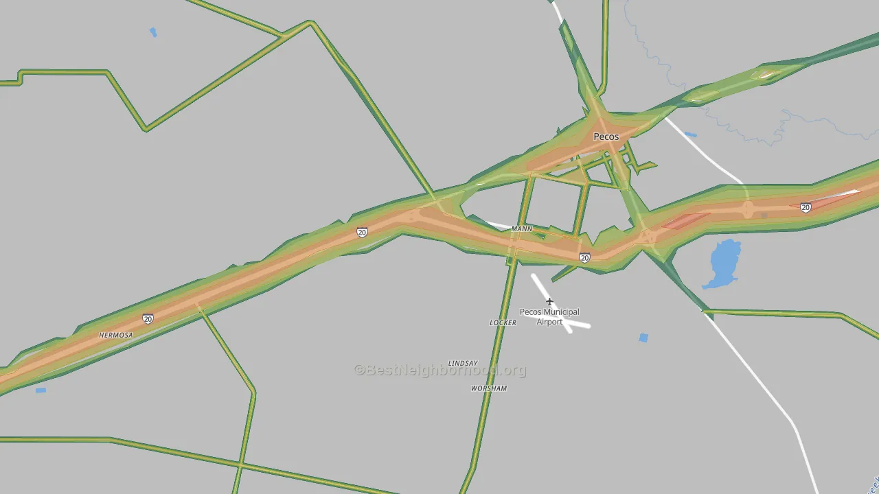 Toyahvale, TX Map of Noise Levels in Toyahvale