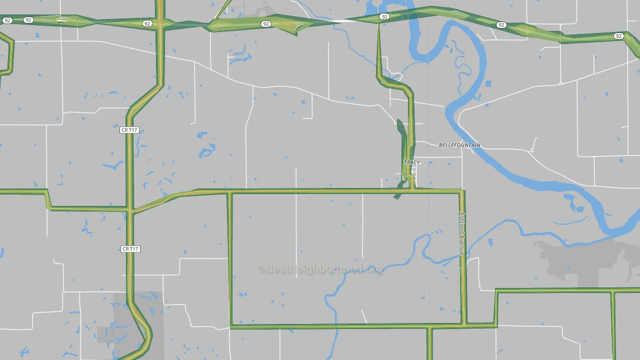 Tracy, IA Map of Noise Levels in Tracy