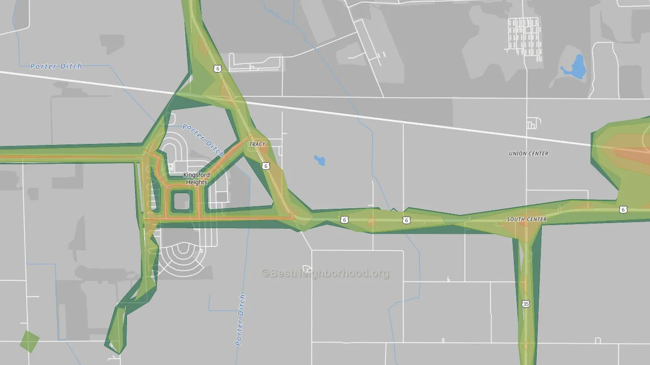 Tracy, IN Map of Noise Levels in Tracy