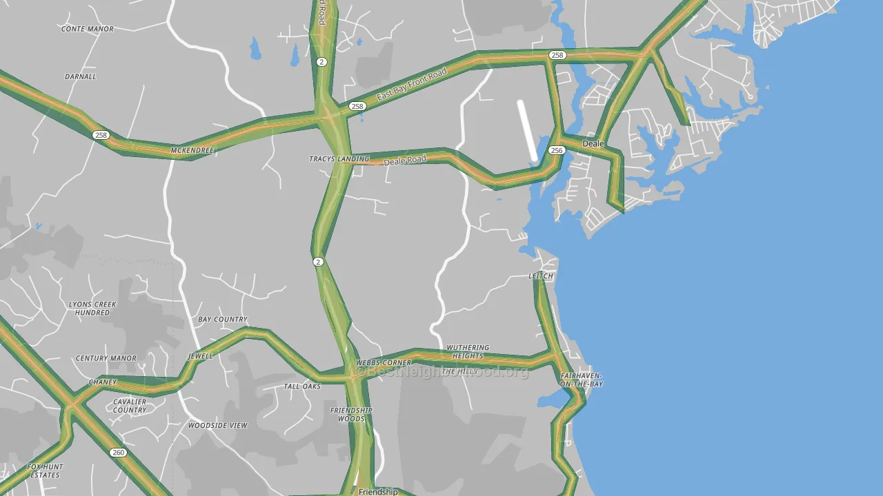 Tracys Landing, MD Map of Noise Levels in Tracys Landing