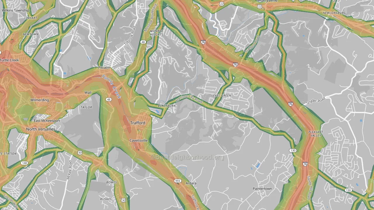 Trafford, PA Map of Noise Levels in Trafford