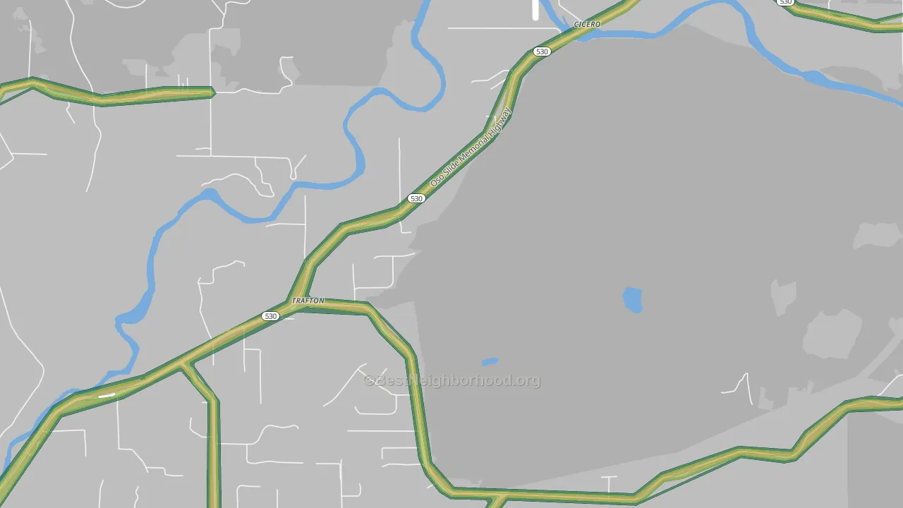 Trafton, WA Map of Noise Levels in Trafton