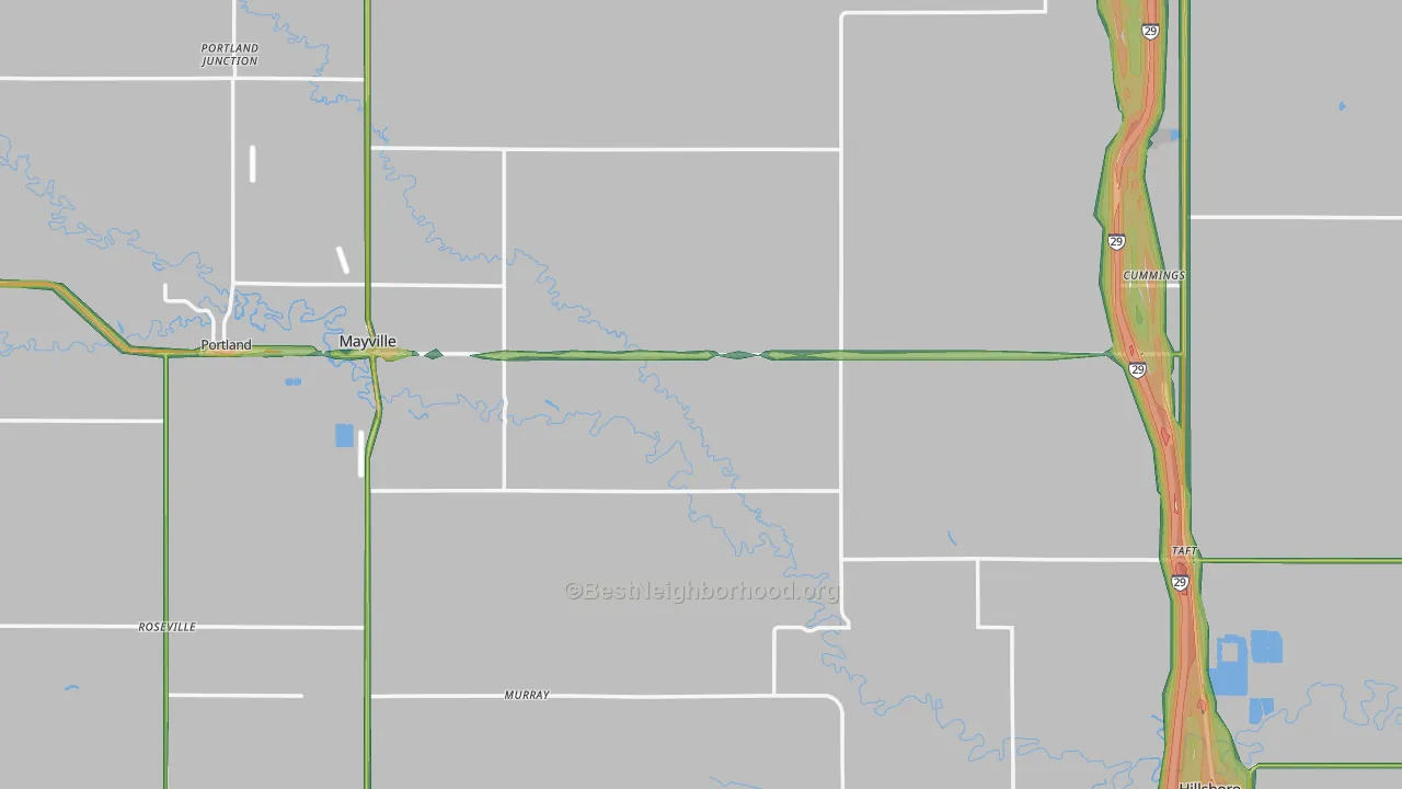 Traill County, ND Map of Noise Levels in Traill County