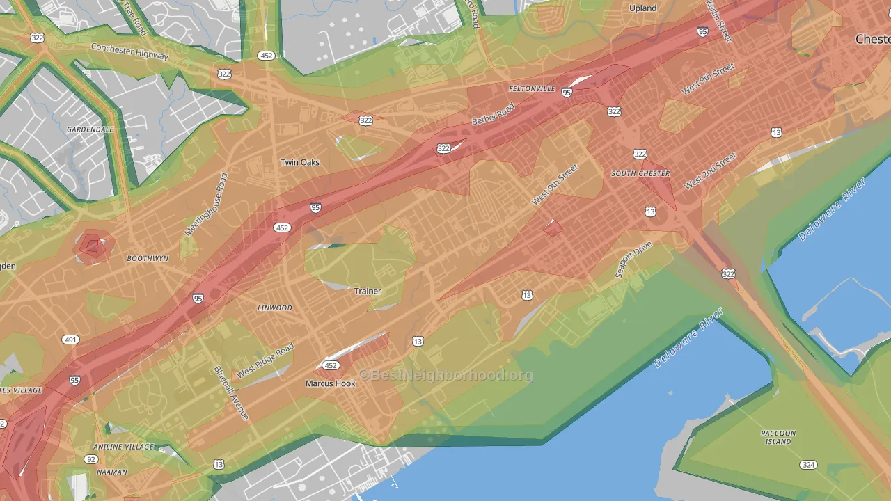 Trainer, PA Map of Noise Levels in Trainer