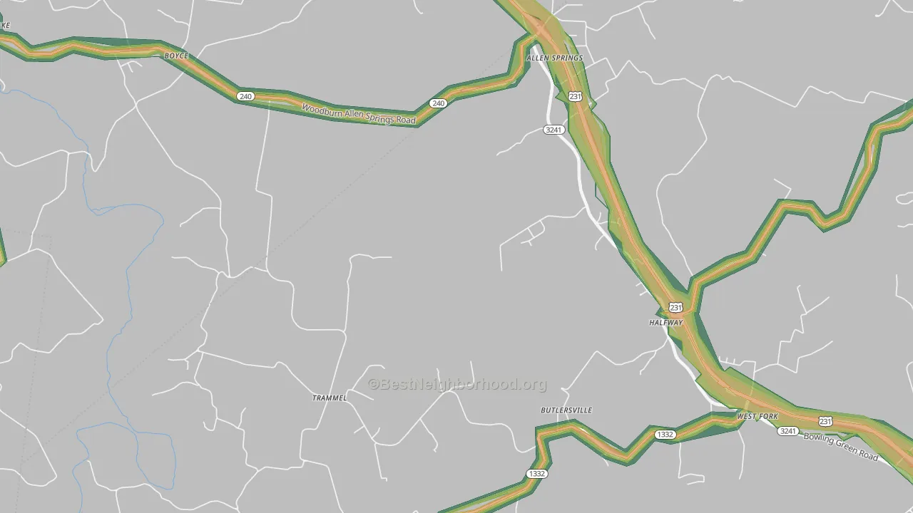 Trammel, KY Map of Noise Levels in Trammel
