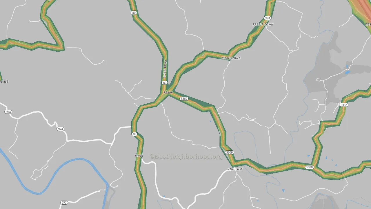 Trapp, KY Map of Noise Levels in Trapp