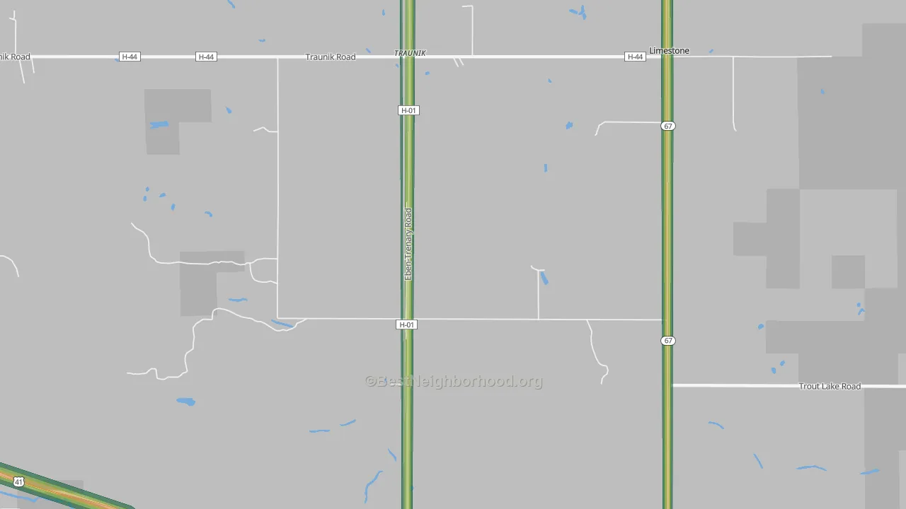 Traunik, MI Map of Noise Levels in Traunik