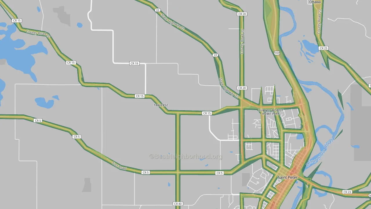 Traverse, MN Map of Noise Levels in Traverse