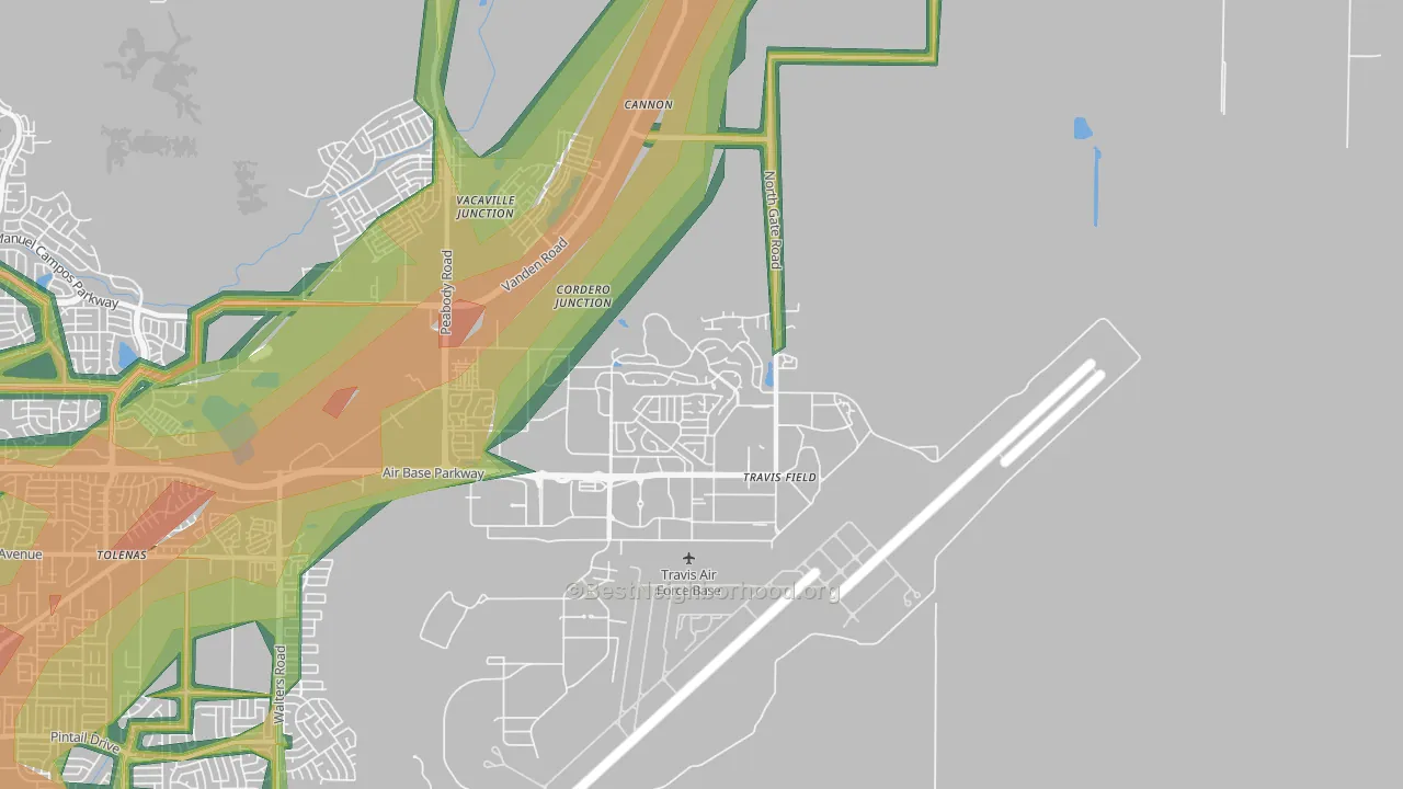 Travis Afb, CA Map of Noise Levels in Travis Afb