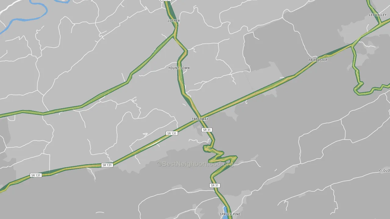 Treadway, TN Map of Noise Levels in Treadway