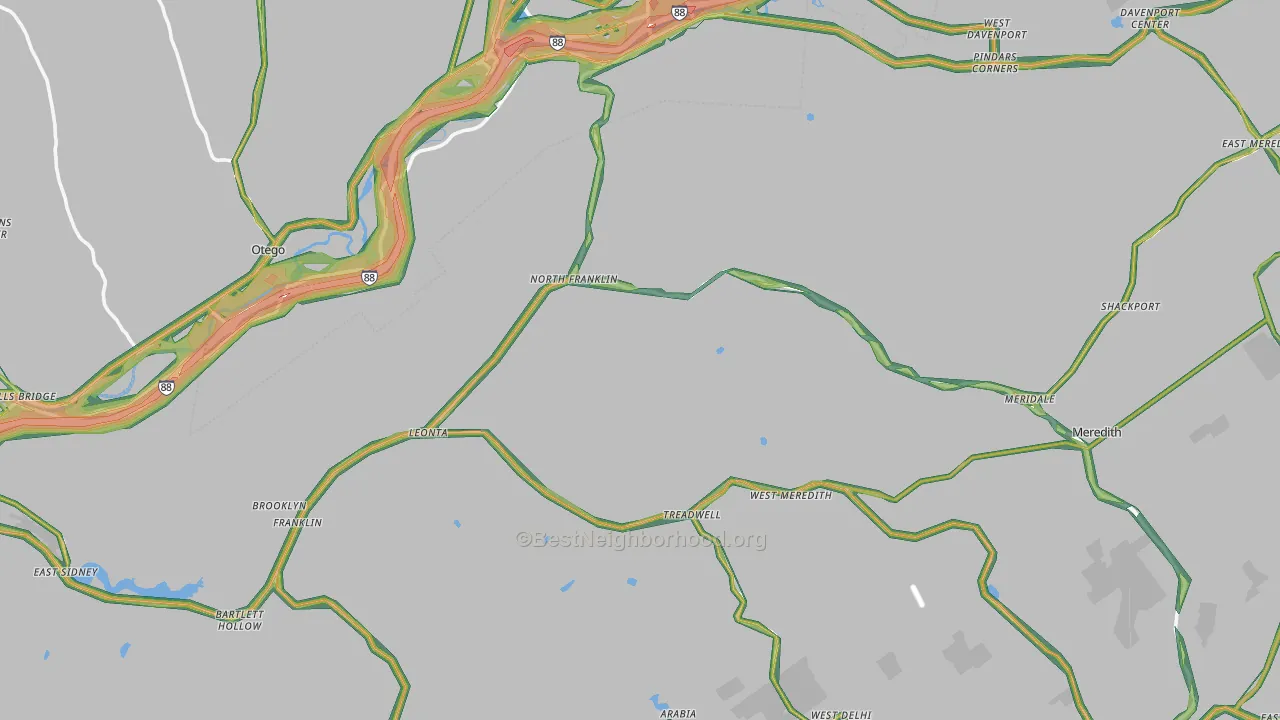 Treadwell, NY Map of Noise Levels in Treadwell