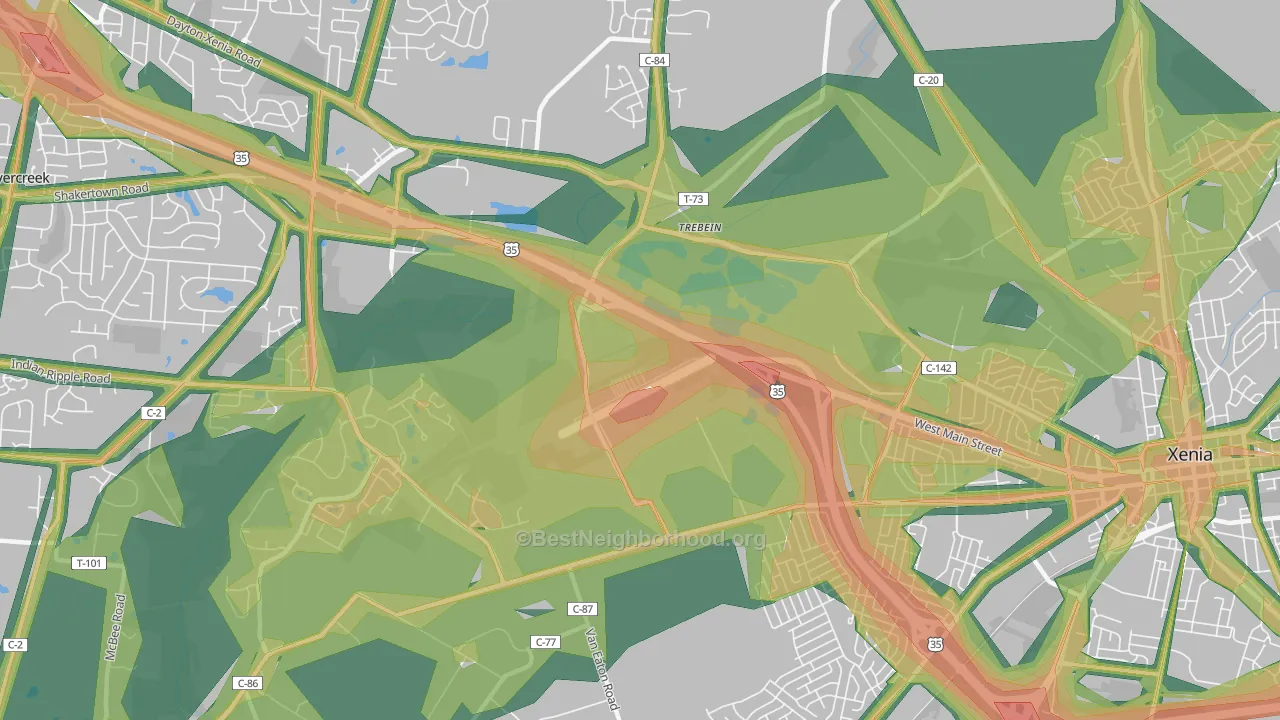 Trebeins, OH Map of Noise Levels in Trebeins