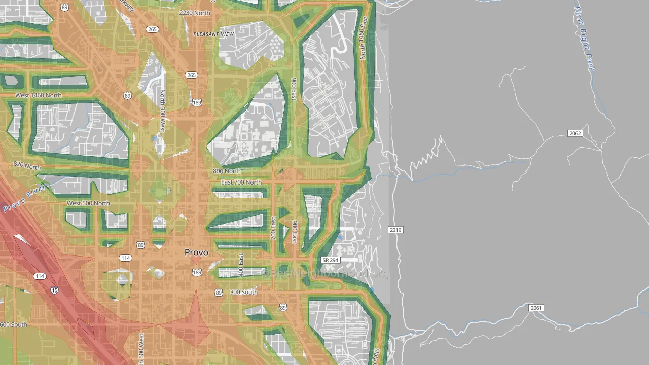 Tree Streets, Provo, UT Map of Noise Levels in Tree Streets