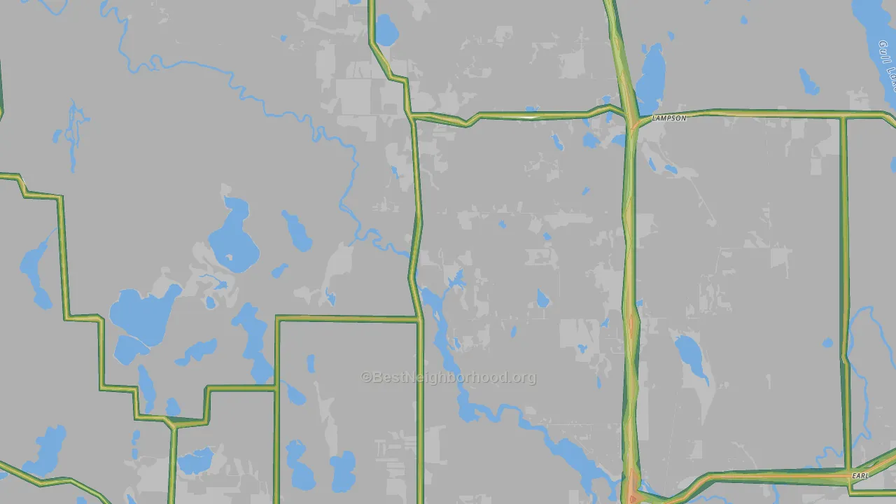 Trego, WI Map of Noise Levels in Trego