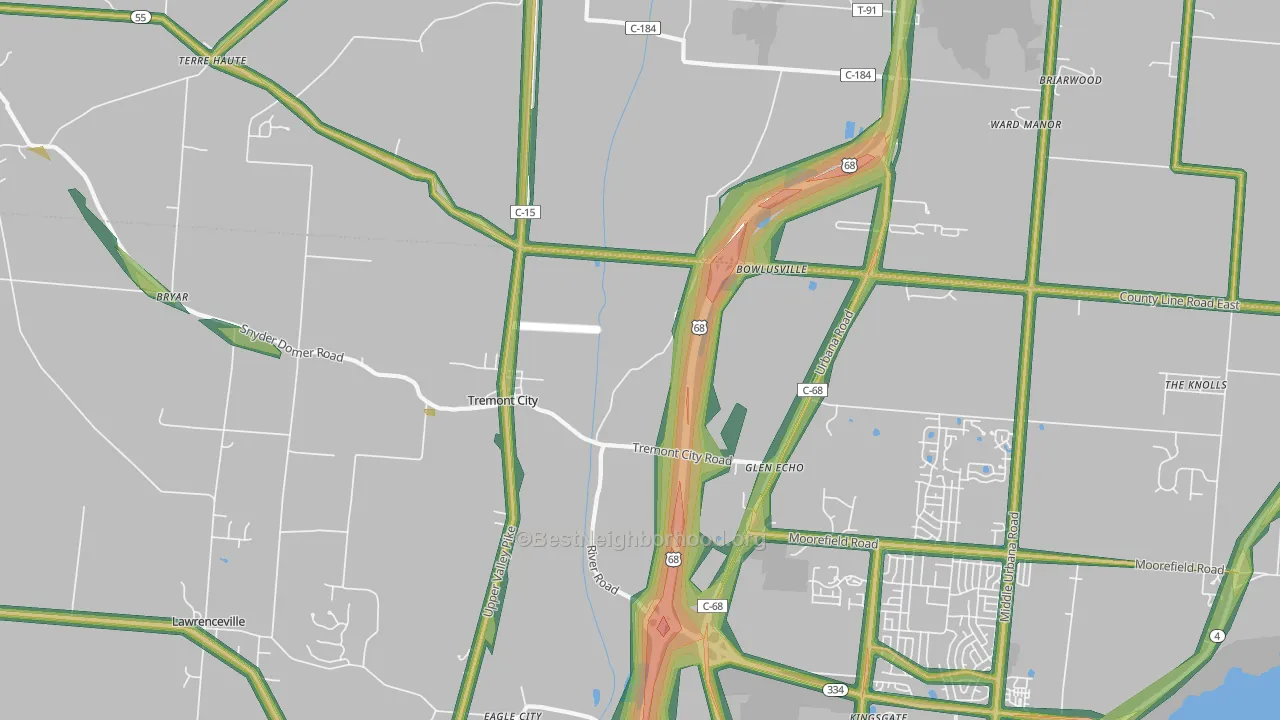 Tremont City, OH Map of Noise Levels in Tremont City