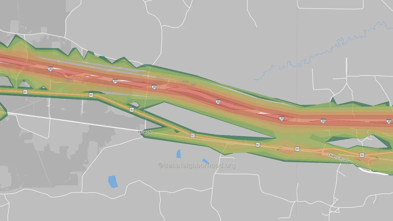 Tremont, LA Map of Noise Levels in Tremont