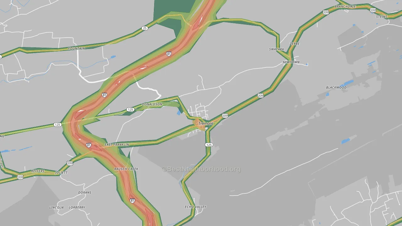 Tremont, PA Map of Noise Levels in Tremont