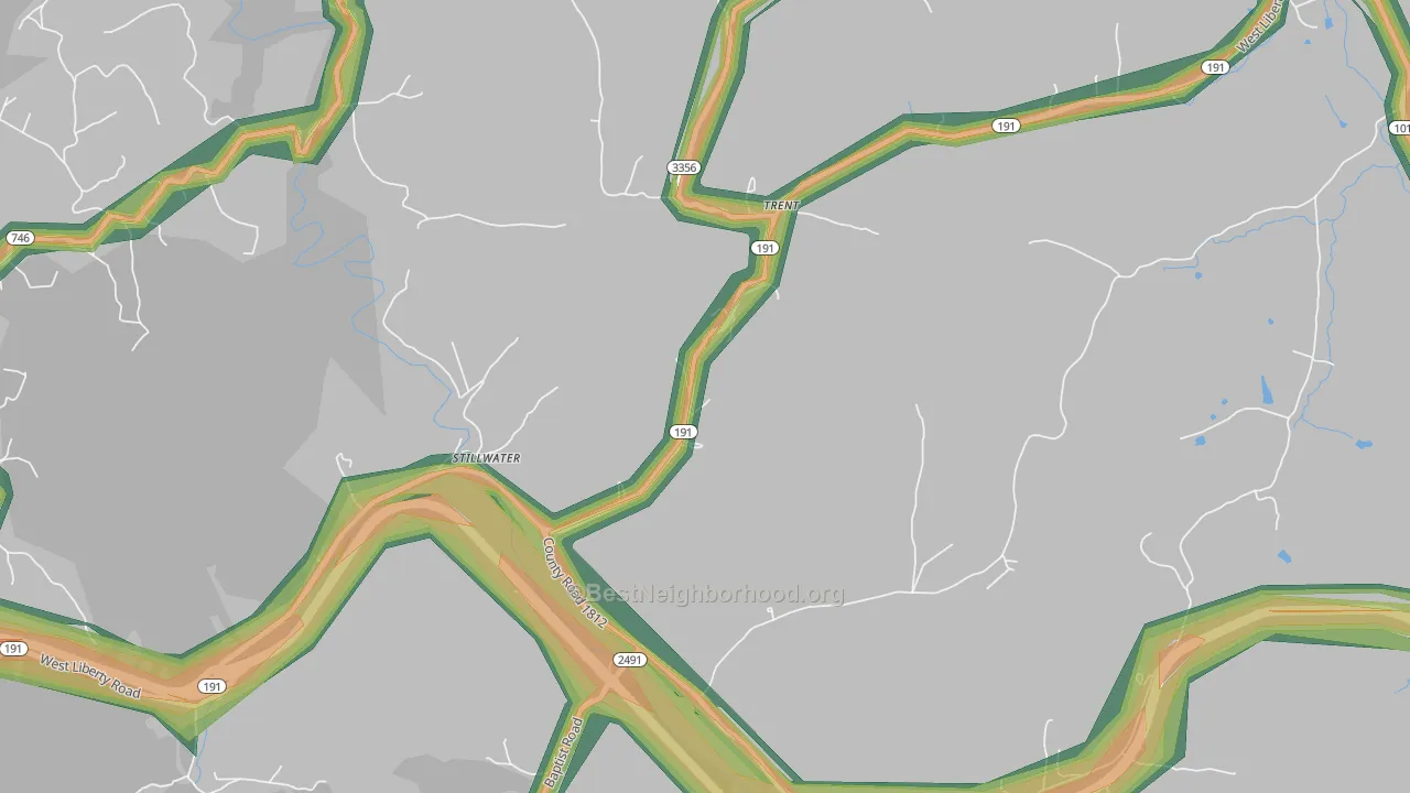 Trent, KY Map of Noise Levels in Trent