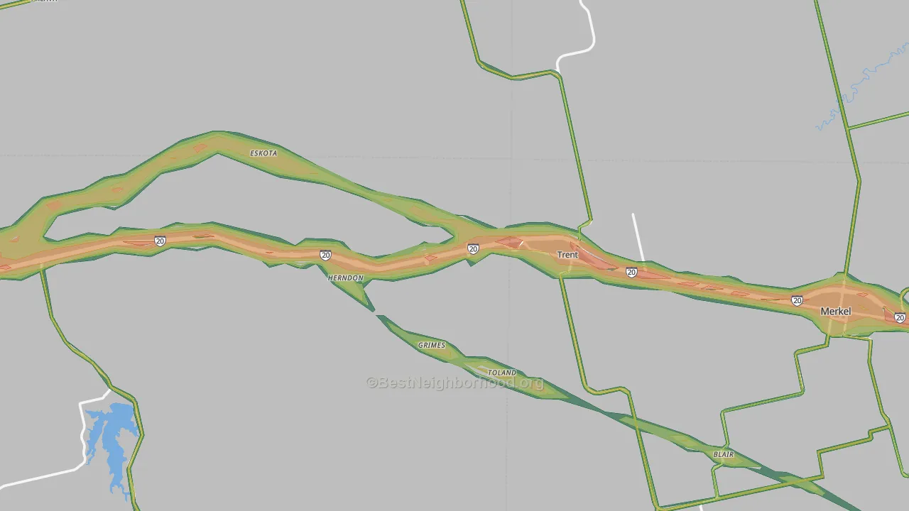 Trent, TX Map of Noise Levels in Trent