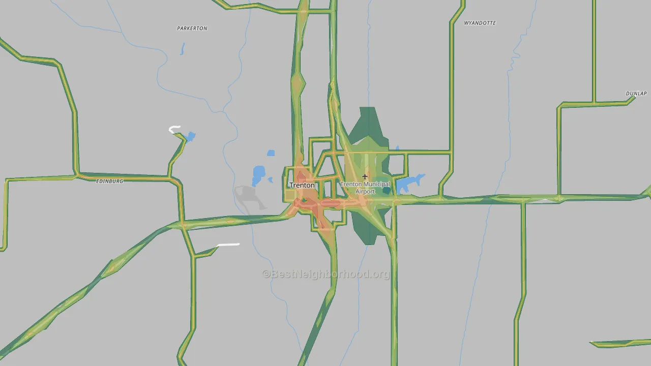 Trenton, MO Map of Noise Levels in Trenton