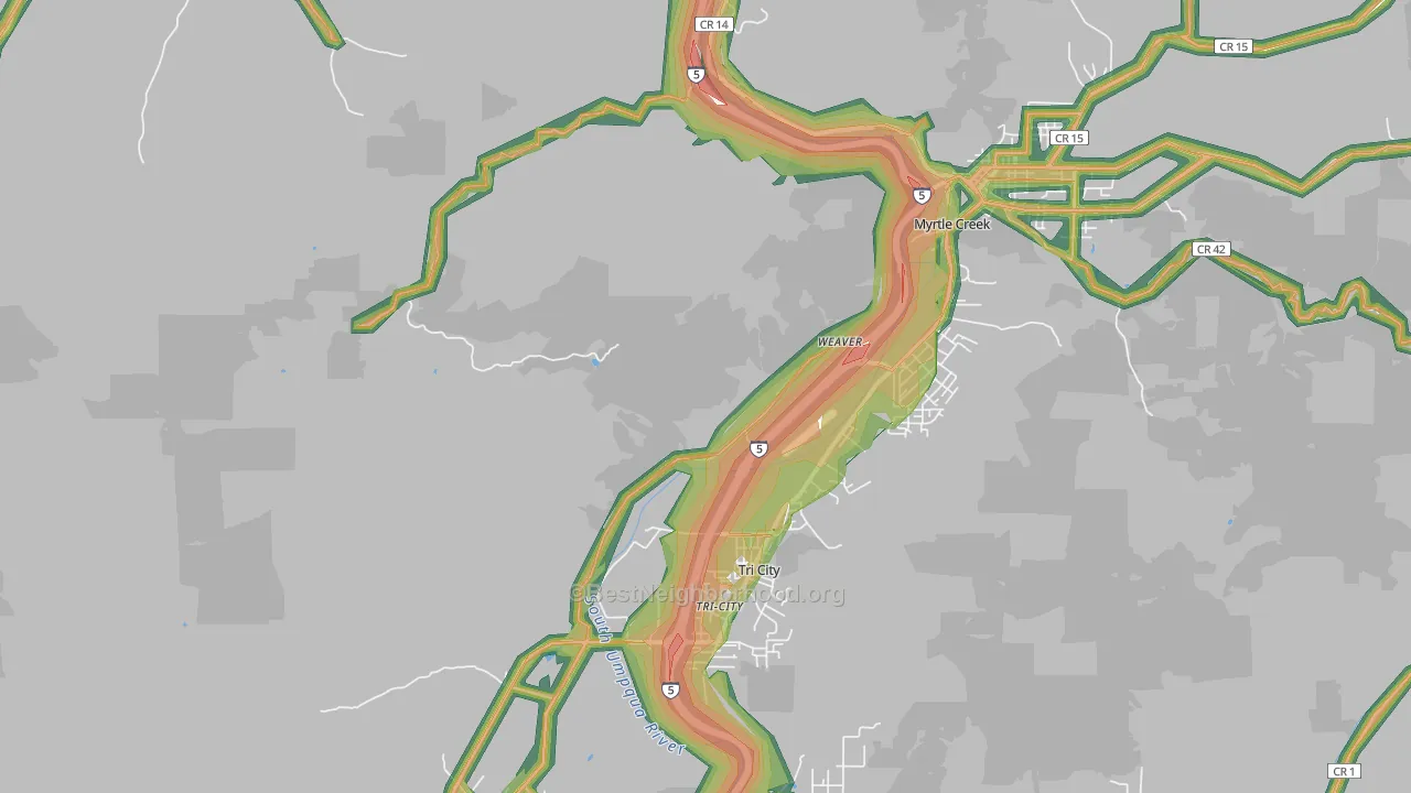 Tri-City, OR Map of Noise Levels in Tri-City