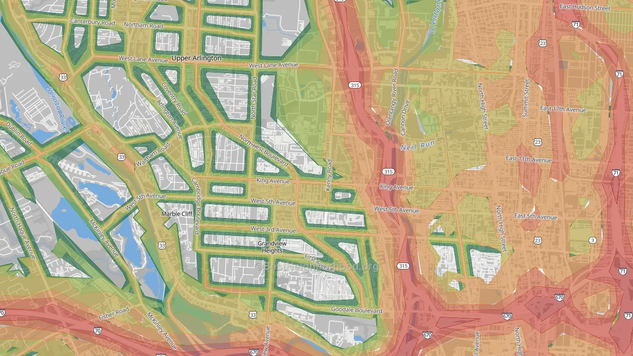 Tri-Village, Columbus, OH Map of Noise Levels in Tri-Village