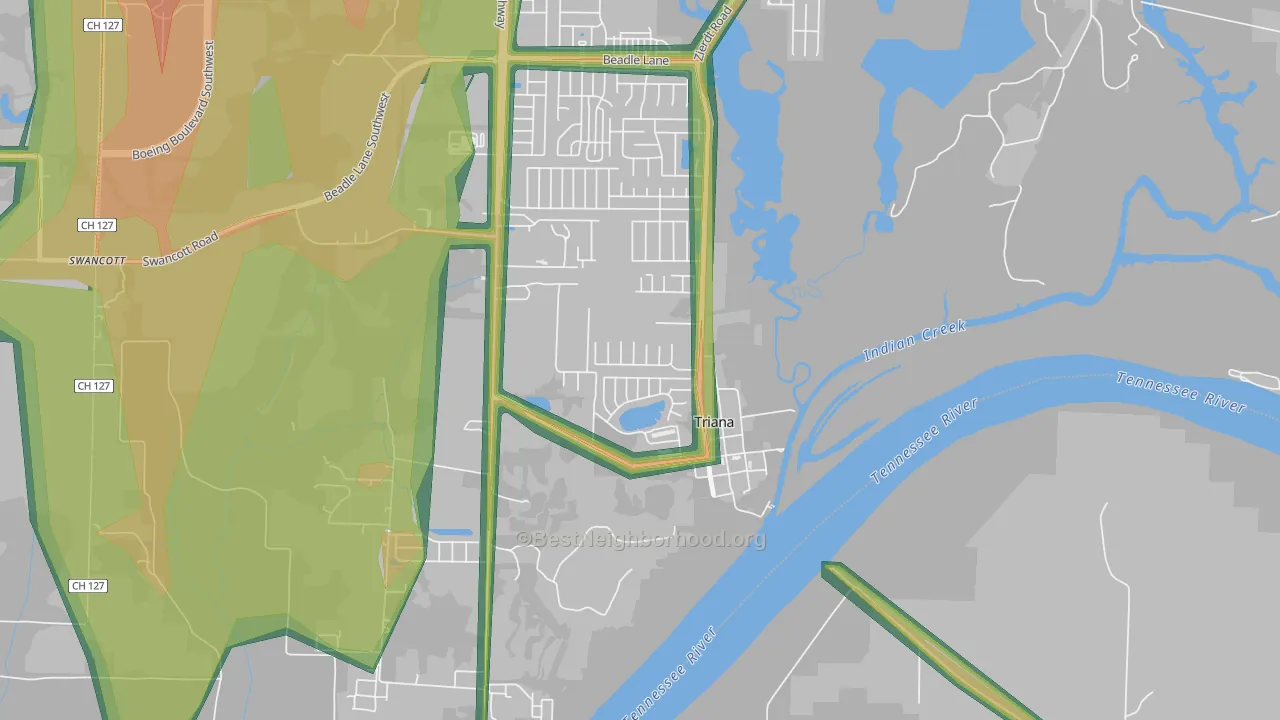 Triana, AL Map of Noise Levels in Triana